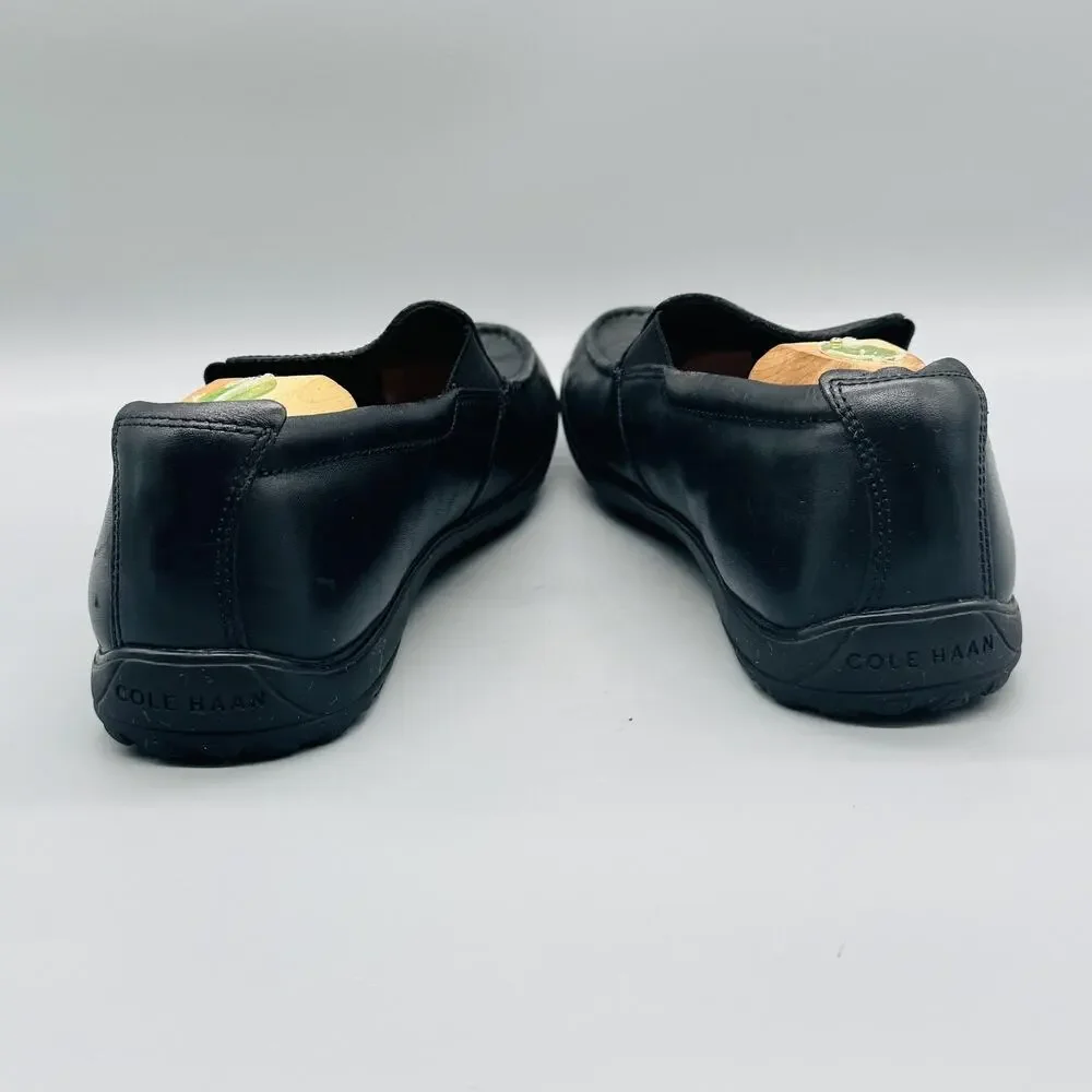 Cole Haan Shoes Mens 10.5 Black Leather Slip On Moc Toe Loafers Casual Comfort
